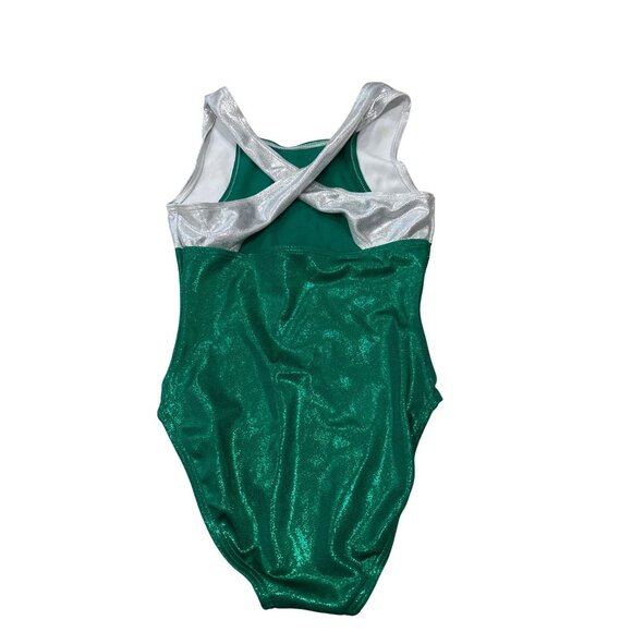Obersee Child L Green & Silver Shimmer Gymnastics Leotard NWOT - Picture 2 of 3